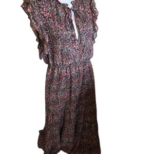 BB Dakota Black Floral Maxi Dress with Pink and Blue Blossoms Size XL